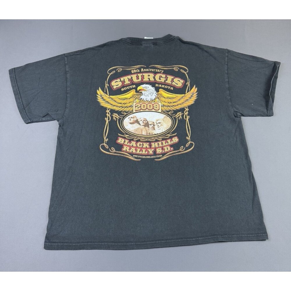 Rare Vintage Y2K Sturgis South Dakota Black Hills Rally XL Black Biker Eagle Tee